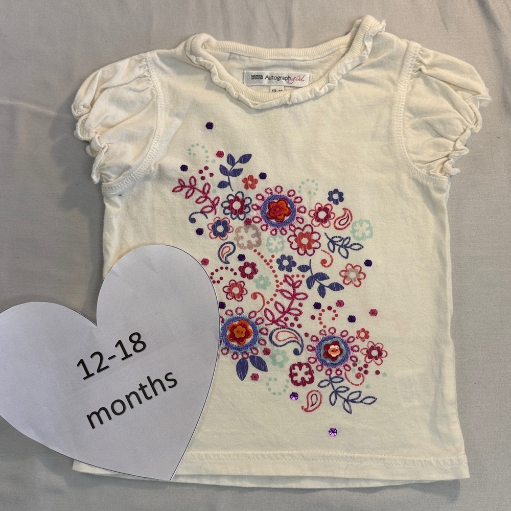 Autograph - Kids Cream Short Sleeve Floral Tee/T-shirt